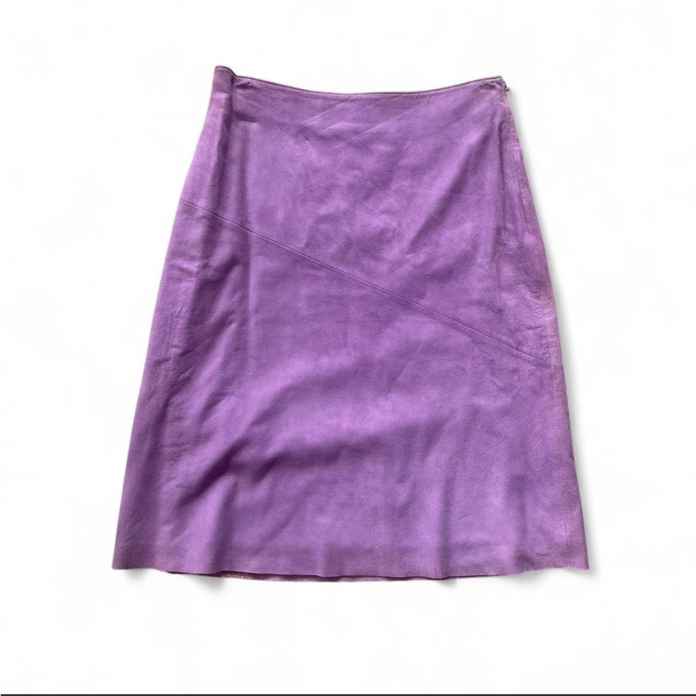 Purple A-Line Suede Skirt